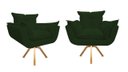 Ver imagem 1 de Kit 2 Poltronas Decorativa Opala Base Giratória Suede Verde Ms Decor