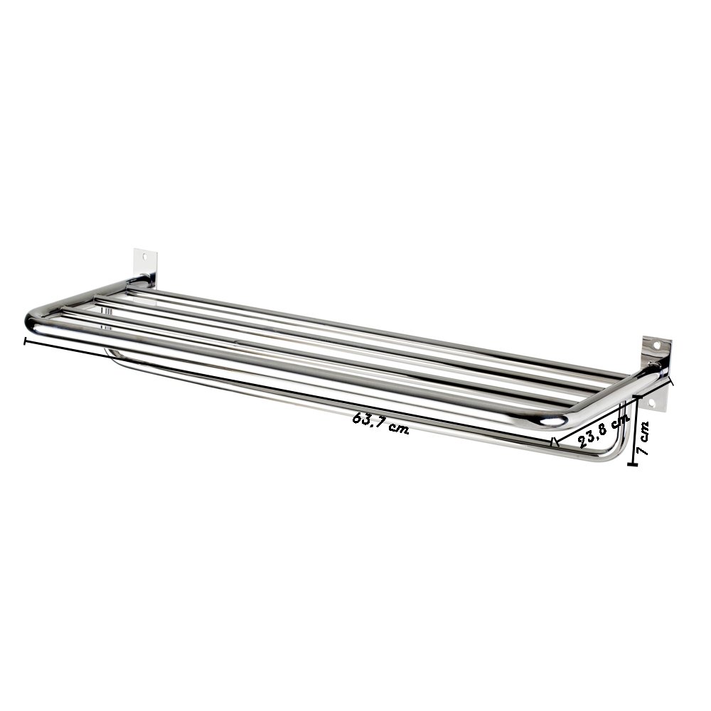 Toalheiro de Banho Banheiro Hotelaria Triplo 63,1cm Tessalia em Aço Inox Polido Brilhante Stainless - 6