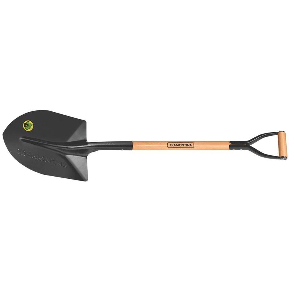 Pá de Bico 405-30 em Aço com Cabo de Madeira 74 Cm com Empunhadura Metálica Ergonômica