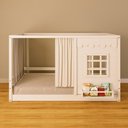 Ver imagem 1 de Cama Montessoriano Casinha Reta com Janela e Cotina Madeira Maciça Branco Housin