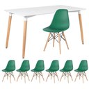 Ver imagem 1 de Kit - Mesa Retangular Eames 80 X 140 Cm Branco + 6 Cadeiras Dsw Verde Escuro Mesa Branco com