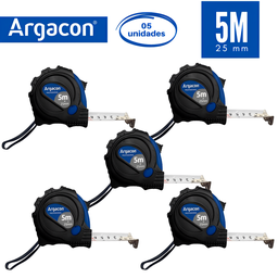 Trena Aço Fita Metálica Profissional 5m com Trava Kit 5 Unid - 2