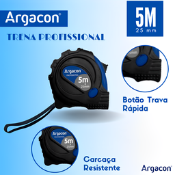 Trena Aço Fita Metálica Profissional 5m com Trava Kit 5 Unid - 5