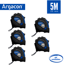 Trena Aço Fita Metálica Profissional 5m com Trava Kit 5 Unid - 3