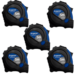 Trena Aço Fita Metálica Profissional 5m com Trava Kit 5 Unid - 1