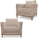 Ver imagem 1 de Kit 2 Poltronas Decorativas Balli Pes Madeira Linho Areia Ezz Areia