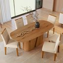 Ver imagem 4 de Mesa de Jantar Yasmin 6 Lugares Oval MDF 200cm Marrom New Ceval Móveis
