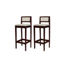 Ver imagem 1 de Kit 2 Banquetas Alta Balcão Estofada Encosto Madeira Imbuia Hellen