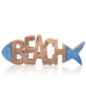 Escultura Peixe Beach em Madeira 25cm