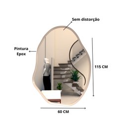 Espelho Orgânico Grande com Moldura Metal Decorativo 115x60cm Luxo - 3