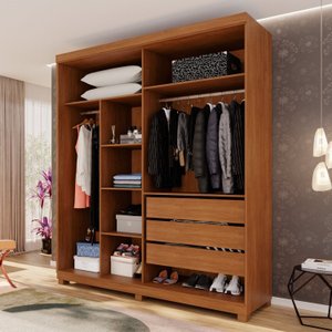 Guarda-roupa Closet 3 Gavetas com Pés Fenix Espresso Móveis