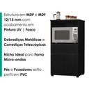 Ver imagem 3 de Balcão para Micro-Ondas Noruega 2 Portas 1 Gaveta MDP e MDF 61cm Preto