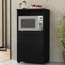 Ver imagem 5 de Balcão para Micro-Ondas Noruega 2 Portas 1 Gaveta MDP e MDF 61cm Preto