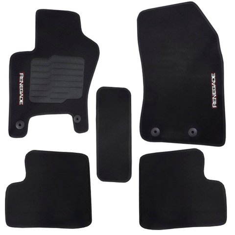 Tapete Carpete Renegade 2015 À 2025 Preto Logo Bordado Jogo 5 Peças Automotivo
