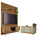 Ver imagem 1 de Estante Home Theater com Bancada Suspensa Milo Cumaru com Aparador para Sala Buffet Mônaco Cumaru