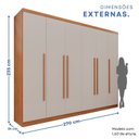 Ver imagem 5 de Guarda-Roupa Casal 6 Portas 6 Gavetas Angra Expresso Móveis Marrom/Cinamomo/Off White
