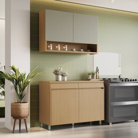 Cozinha Completa Simone Mendes 2 Peças 4 Portas 2 Gavetas