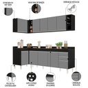 Ver mais imagens de Armário de Cozinha Modulado de Canto Direito 5 Peças Cp44 Balcão com Tampo Preto-cinza - Lumil