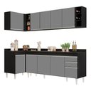 Ver imagem 1 de Armário de Cozinha Modulado de Canto Direito 5 Peças Cp44 Balcão com Tampo Preto-cinza - Lumil
