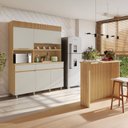 Ver imagem 1 de Cozinha Completa Realeza 2 Peças 5 Portas 2 Gavetas Marrom/Carvalho/Greige