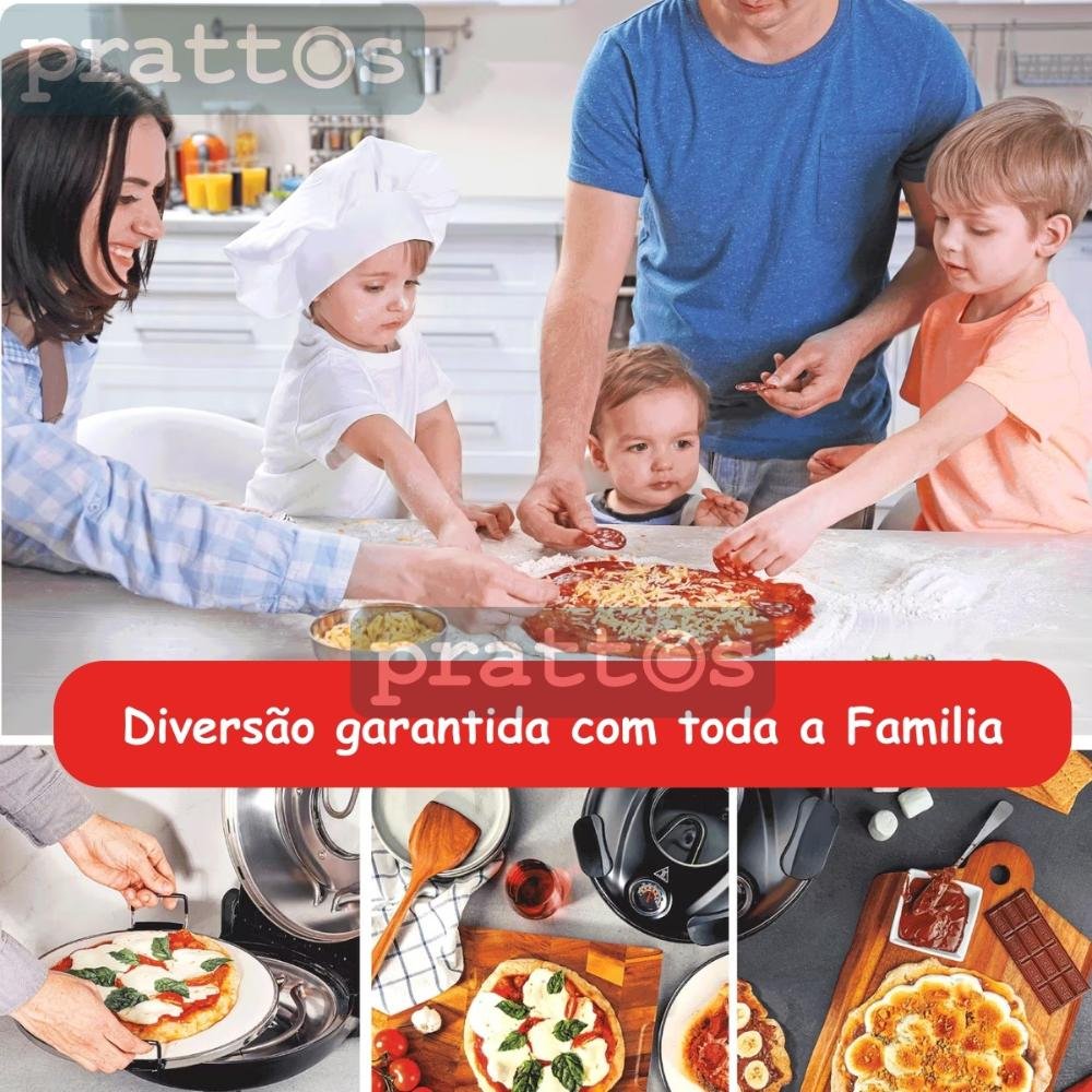 Forno de Pizza Elétrico Completo Italiano para Cozinhar em Casa com a Família Vermelho 220v - 5