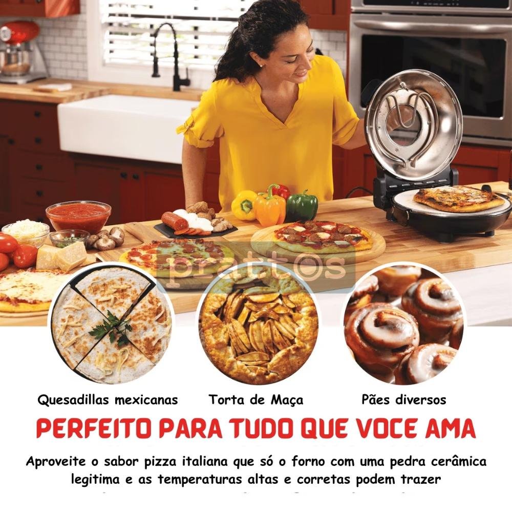 Forno de Pizza Elétrico Completo Italiano para Cozinhar em Casa com a Família Vermelho 220v - 7