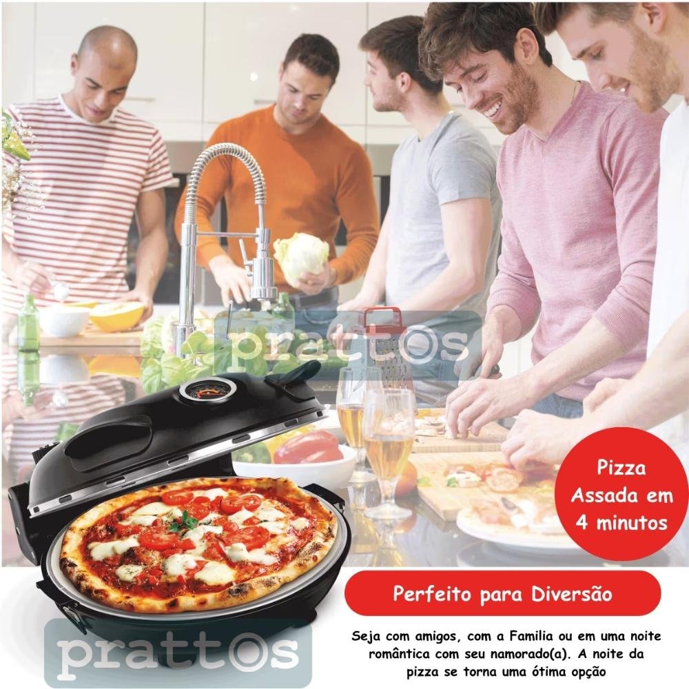 Forno de Pizza Elétrico Completo Italiano para Cozinhar em Casa com a Família Vermelho 220v - 9