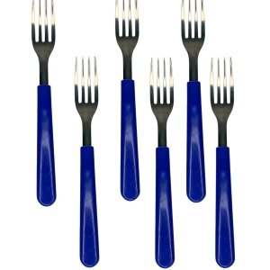Kit Garfos de Mesa Premium Azul San Marino em Aço Inox - 6 Unidades