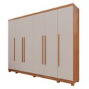 Ver imagem 4 de Guarda-Roupa Casal 6 Portas 6 Gavetas com Pés Angra Marrom/Cinamomo/Off White