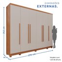 Ver imagem 5 de Guarda-Roupa Casal 6 Portas 6 Gavetas com Pés Angra Marrom/Cinamomo/Off White