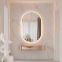 Ver imagem 1 de Espelho de Parede Orgânico Pílula com Led Quente Corpo Inteiro 40x50cm Banheiro Sala Quarto