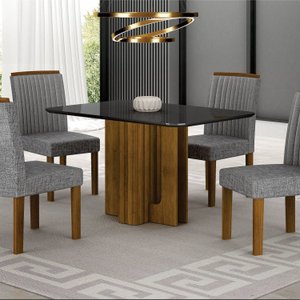 Conjunto Sala de Jantar Mesa Sofia 4 Cadeiras Jade