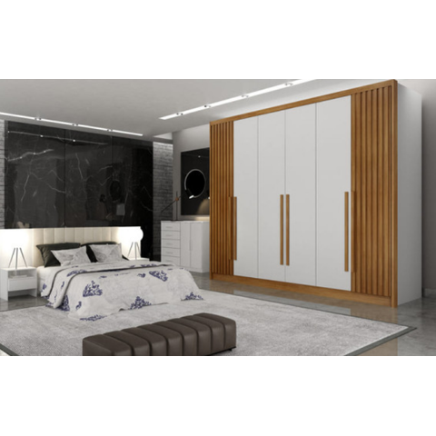 Guarda Roupa Casal 6 Portas 8 Gavetas Himalaia Móveis Novo Horizonte - Branco/cumaru Ripado