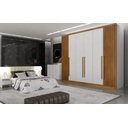 Ver imagem 1 de Guarda Roupa Casal 6 Portas 8 Gavetas Himalaia Móveis Novo Horizonte - Branco/cumaru Ripado