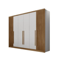 Ver imagem 2 de Guarda Roupa Casal 6 Portas 8 Gavetas Himalaia Móveis Novo Horizonte - Branco/cumaru Ripado