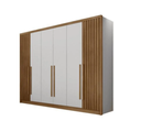 Ver imagem 2 de Guarda Roupa Casal 6 Portas 8 Gavetas Himalaia Móveis Novo Horizonte - Branco/cumaru Ripado