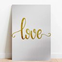 Ver imagem 1 de Placa Decorativa Metálica Love Dourado Tacolado Papel de Parede 20 X 30cm