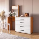 Ver imagem 1 de Cômoda Penteadeira Valência 4 Gavetas Espelho 149x160cm Branco/Freijó 250803