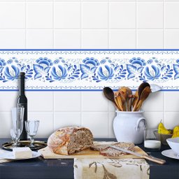 Faixa Decorativa - Floral Azul Portugues 1 - 2