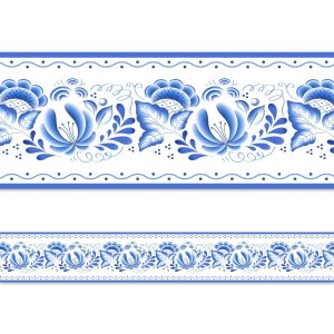 Faixa Decorativa - Floral Azul Portugues 1