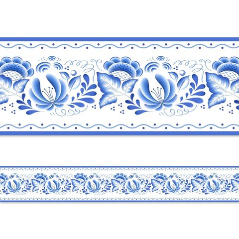Faixa Decorativa - Floral Azul Portugues 1