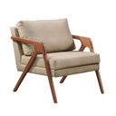 Ver imagem 3 de Kit 2 Poltronas Decorativa Mona Luxo Linho Bege e Base Madeira Maciça