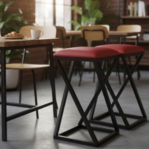 2 Banquetas Baixa P/ Mesa de Cozinha Industrial:marrom