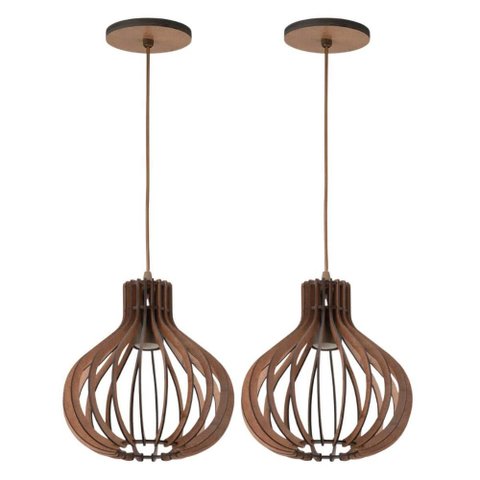 Kit 2 Luminárias Pendente Decorativa MDF Decorativa Balao 25