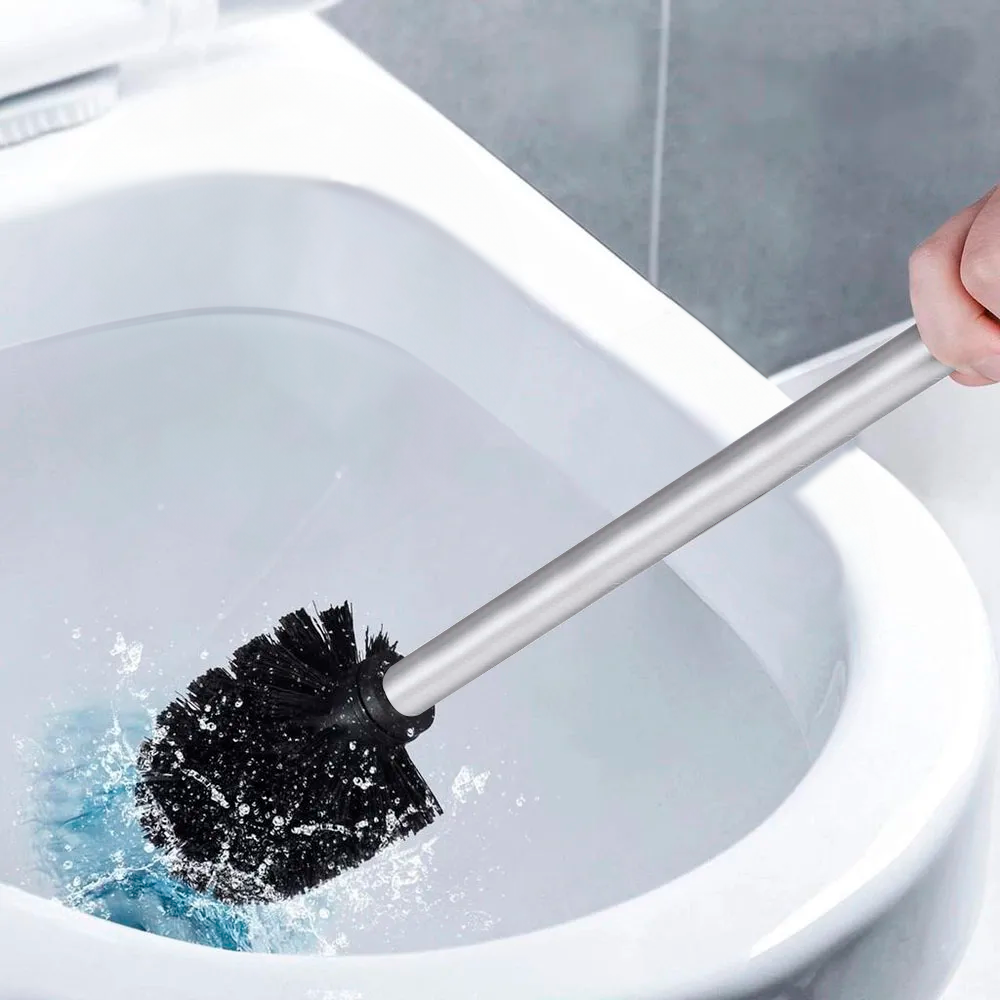 Escova Sanitária Com Suporte Em Inox Vassourinha De Limpar Vaso Privada Banheiro Com Cerdas Macias L - 5