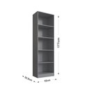 Ver imagem 3 de Estante para Livros em MDP Palermo 177cm x 52cm x 32,5cm Cinza