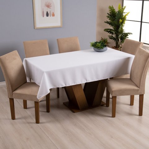 Toalha mesa Basica 8 lugares Oxford Branca Lilly Home Enxovais