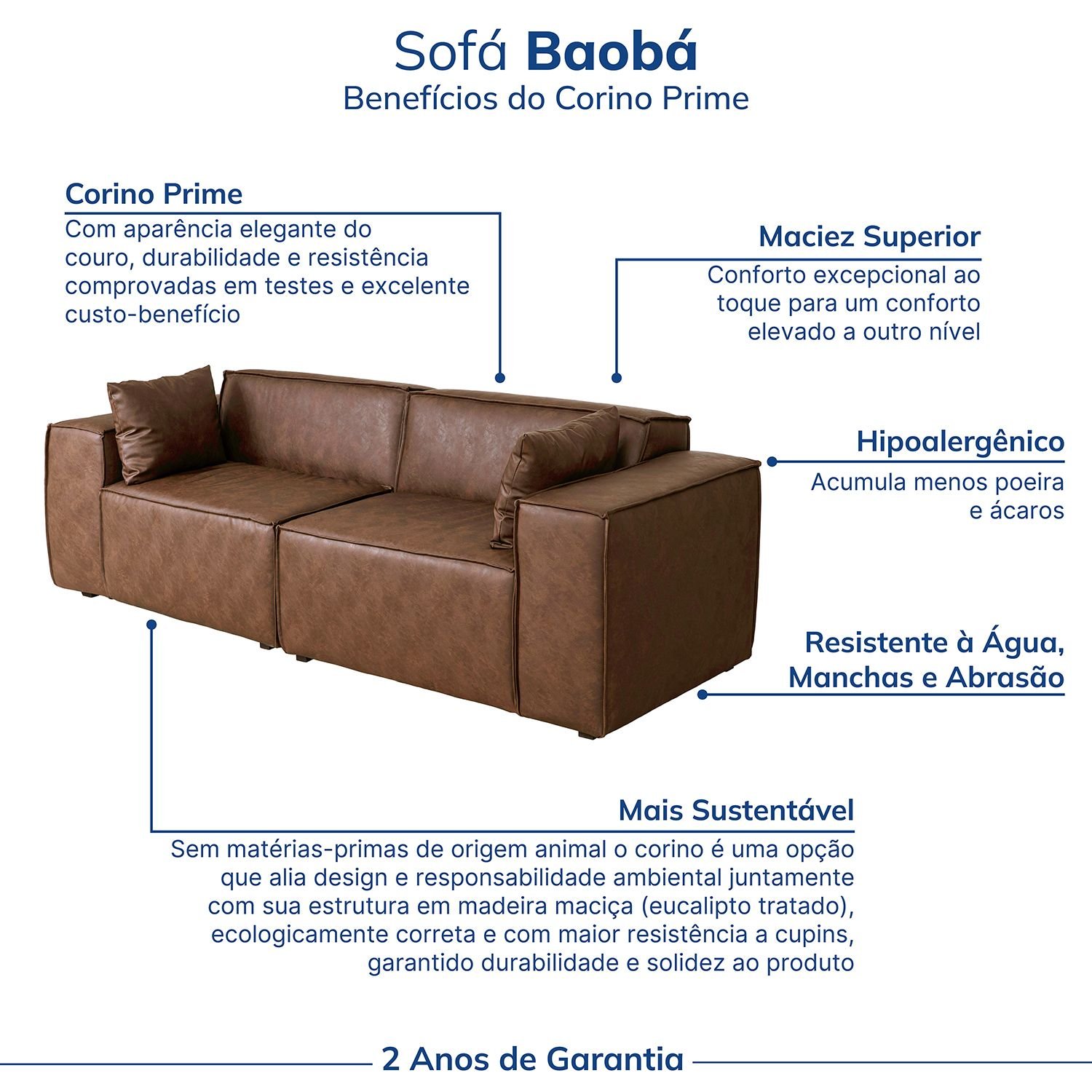 Sofá 2 Lugares 220cm Baobá CabeCasa MadeiraMadeira - 5