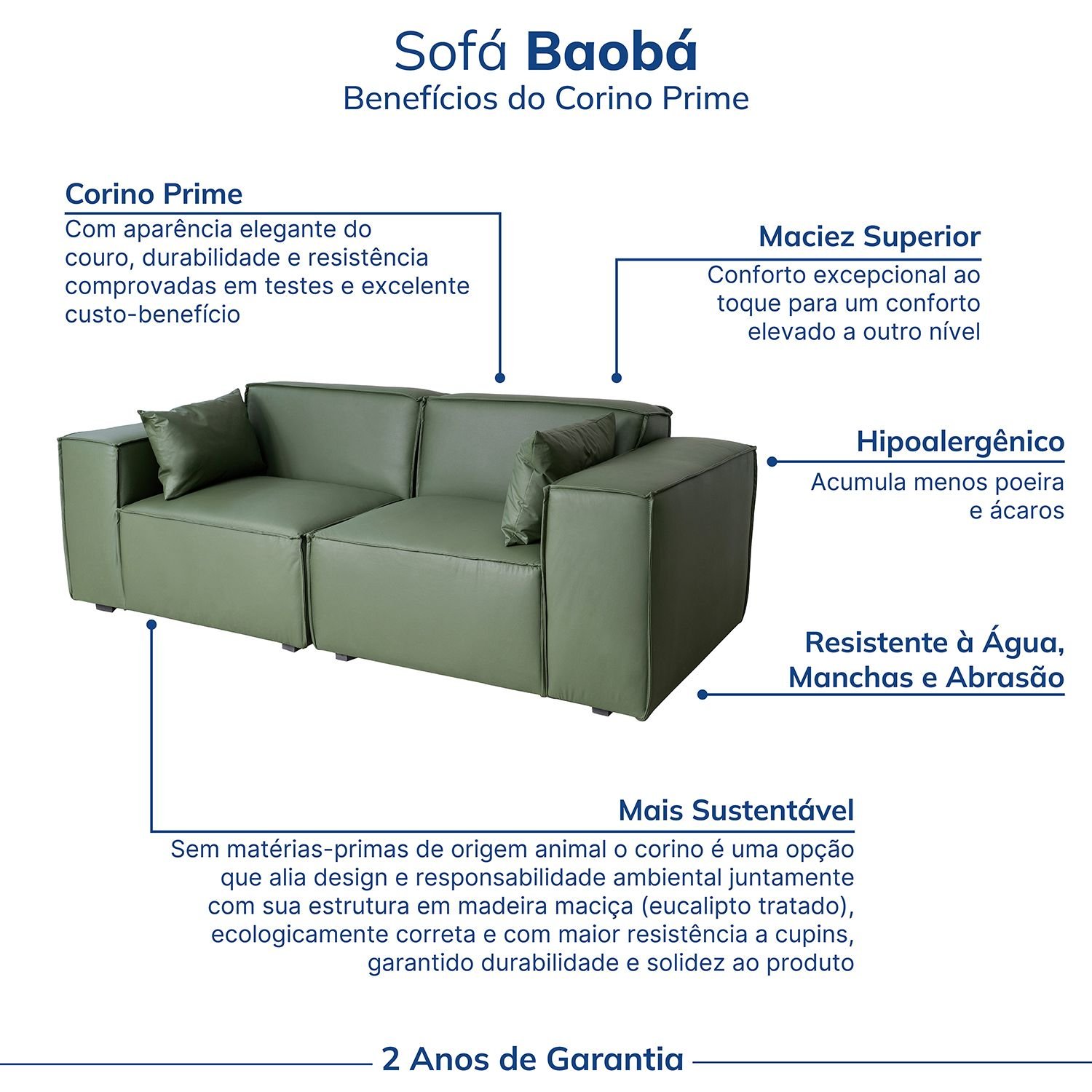 Sofá 2 Lugares 220cm Baobá CabeCasa MadeiraMadeira - 5