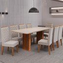 Ver imagem 2 de Conjunto de Mesa Sala de Jantar Tampo com Vidro Mond 2m 8 Cadeiras Bele Veludo Viero Madeirado